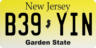 NJ license plate B39YIN