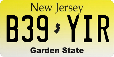 NJ license plate B39YIR