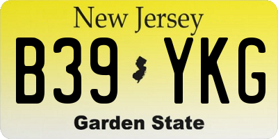 NJ license plate B39YKG