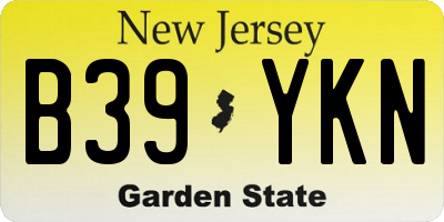 NJ license plate B39YKN
