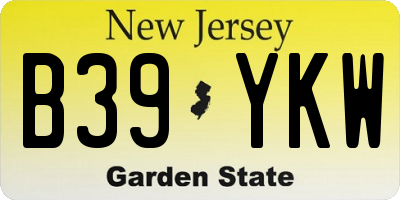 NJ license plate B39YKW