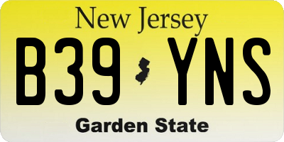 NJ license plate B39YNS