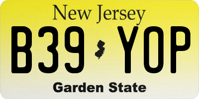 NJ license plate B39YOP