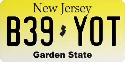 NJ license plate B39YOT