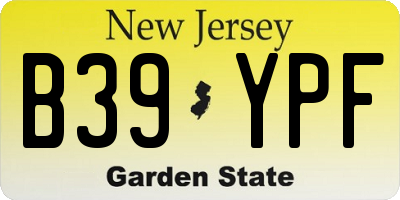 NJ license plate B39YPF