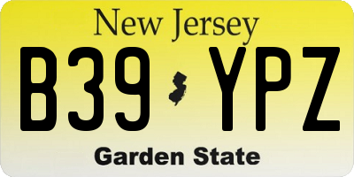 NJ license plate B39YPZ