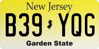 NJ license plate B39YQG