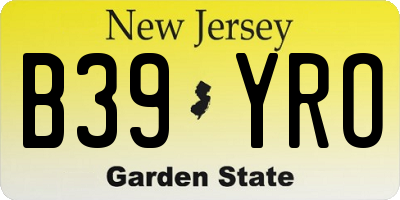 NJ license plate B39YRO