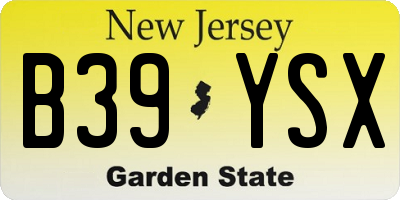 NJ license plate B39YSX