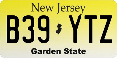 NJ license plate B39YTZ