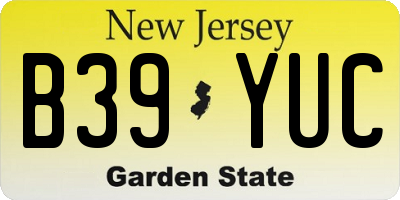 NJ license plate B39YUC
