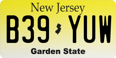 NJ license plate B39YUW