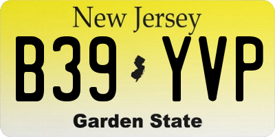NJ license plate B39YVP