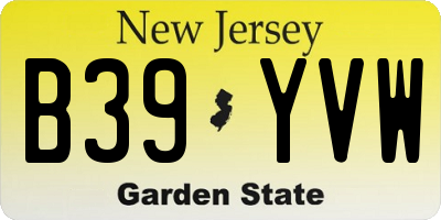 NJ license plate B39YVW