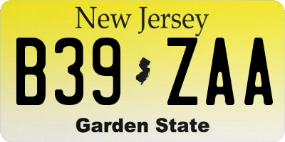 NJ license plate B39ZAA