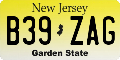 NJ license plate B39ZAG