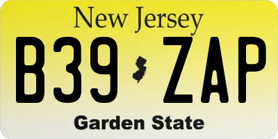 NJ license plate B39ZAP