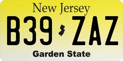 NJ license plate B39ZAZ