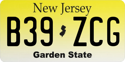 NJ license plate B39ZCG