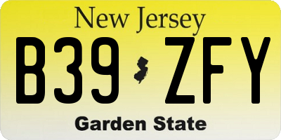 NJ license plate B39ZFY
