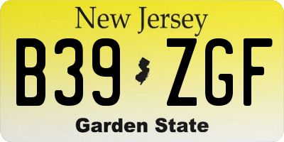 NJ license plate B39ZGF
