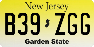 NJ license plate B39ZGG