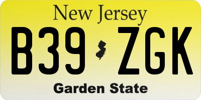 NJ license plate B39ZGK
