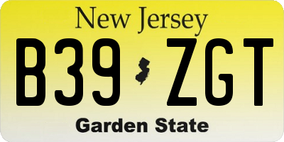 NJ license plate B39ZGT
