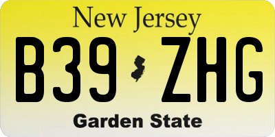 NJ license plate B39ZHG