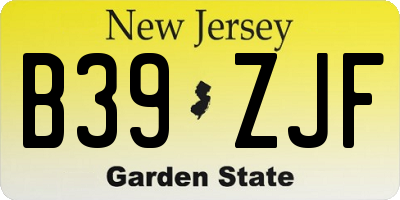 NJ license plate B39ZJF
