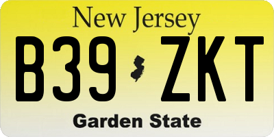 NJ license plate B39ZKT