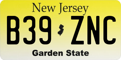 NJ license plate B39ZNC