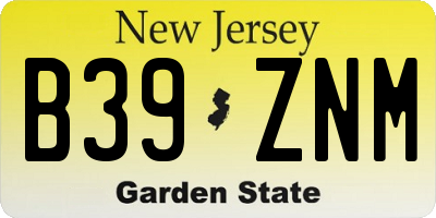 NJ license plate B39ZNM