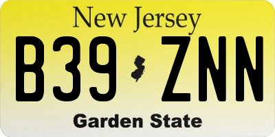 NJ license plate B39ZNN