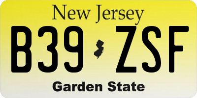 NJ license plate B39ZSF