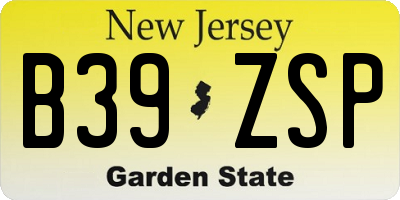 NJ license plate B39ZSP