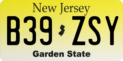 NJ license plate B39ZSY