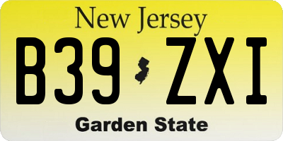 NJ license plate B39ZXI