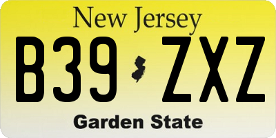 NJ license plate B39ZXZ