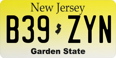 NJ license plate B39ZYN