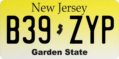 NJ license plate B39ZYP
