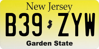 NJ license plate B39ZYW