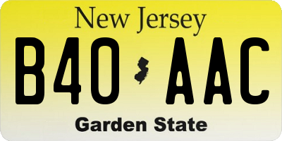 NJ license plate B40AAC