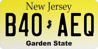 NJ license plate B40AEQ