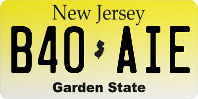 NJ license plate B40AIE
