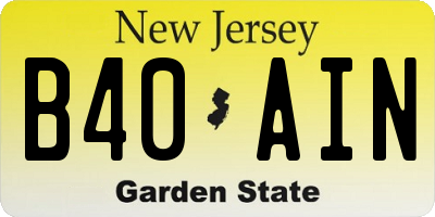 NJ license plate B40AIN
