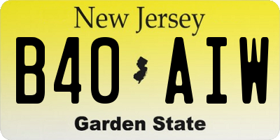 NJ license plate B40AIW