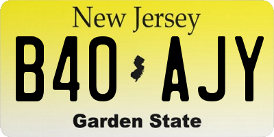 NJ license plate B40AJY