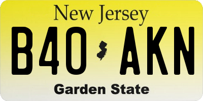 NJ license plate B40AKN