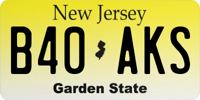 NJ license plate B40AKS